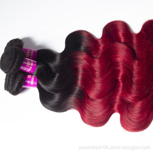 CELIE Body Wave 1B/Red Ombre Hair Extension Good Price 100% Virgin Human Hair China Hair Vendors